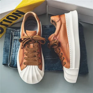 Men’s Sneakers Walking Casual Shoes Leather Fitness Running Shoes Comfortable Wear Resistant Men’s Shoes