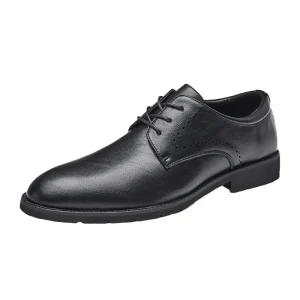 Men’s Soft Leather Oxford Shoes Comfortable Trendy Business Casual with Pointed Toe for Weddings
