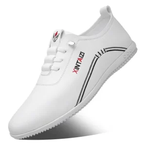 Men’s Soft Sole PU Leather Shoes Minimalist Casual Round Toe Slip On White Loafers