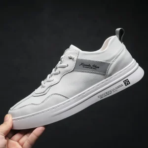 Men’s Sport Running Casual Basketball Shoes Black Leather Sneakers Lightweight Flat Style Shoes