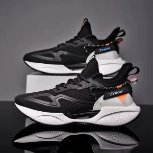 Men’s Sport Shoes Black White Grey Lace up Fashion Trend with Plastic Outsole and Mesh Cotton Lining New Men Shoe