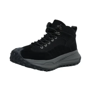 Mens Sport Shoes High Top Cow Leather Fashion Hiking Rubber Midsole Pigskin Lining Sneaker Height Increasing