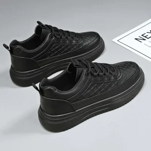 Men’s Sports Casual Sneakers Breathable White Thick-Soled Shoes with Mesh Lining for Autumn