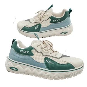 Men’s Sports Leather Casual Walking Shoes Trendy and Fashionable Lace up Height Increasing