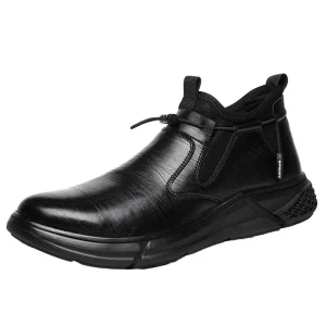 Men’s Sports Style Work Sneakers Indestructible Lightweight Leather Shoes Steel Toe Multi Material Insole Mid Cut