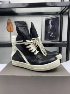 Men’s Sporty Lace-Up High-Top Shoes Genuine Leather Platform Flat Breathable Shoes Fashionable Street Skateboard