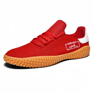 Men’s Sporty Running Shoes with Mesh and Canvas Upper Lace-Up Closure Cushioning and Anti-Slip for All Seasons Comfort