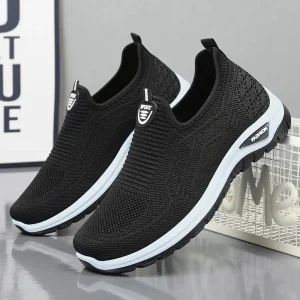 Men’s Spring Fly Woven Casual Mesh Breathable Dad Shoes Soft Sole Comfortable Sports Shallow Mouth Versatile Single Shoe
