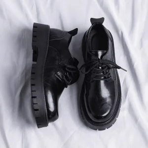 Men’s Spring New Style Leather Shoes English Style Soft Soles Business Style High Heels for Weddings