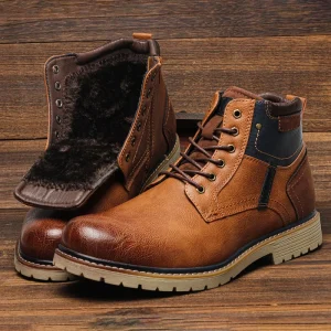 Men’s Spring Retro Casual for Boots Rubber Outsole Anti-Slip Shock Absorption Artificial Pu Upper Low Tube