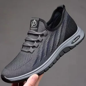 Men’s Spring/Summer Lightweight Breathable Woven Mesh Lace-Up Sports Running Shoes