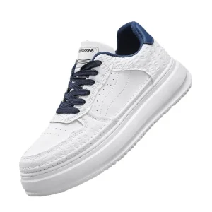 Men’s Spring Trend Versatile Casual Lightweight Lace Up Sneakers Non Slip Soft Sole Sports White Trendy Shoes