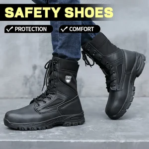 Men’s Steel Toe Protective Boots Microfiber Upper PU Sole Breathable Wear resistant Safety Work Boots for Men