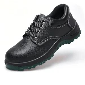 Men’s Steel Toe Safety Shoes Anti smash Anti puncture Work Shoes Cowhide Upper Anti Slip PU Sole for Construction Factory