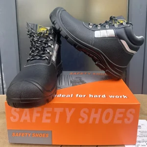 Men’s Steel Toe Safety Shoes High Leather Boots with Steel Sole for Outdoor Hiking Factory Workers