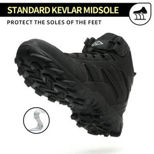 Men’s Steel Toe Work Shoes Microfiber Upper Rubber Sole Breathable Lightweight Comfortable Safety Shoes for Men