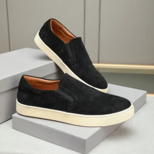 Men’s Stylish Suede Loafers Comfortable Solid Color Design for Urban Daily Outfits Genuine Leather Summer
