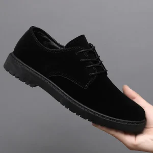Men’s Suede Casual Shoes Low Top Lace up Work Retro British Style