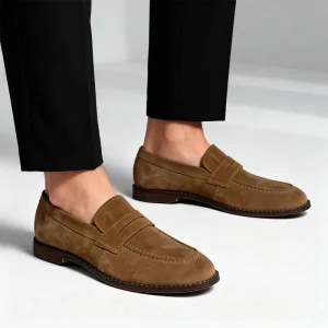 Men’s Suede & Leather Loafers with Leather Lining Classic Summer Style and Rubber Outsole