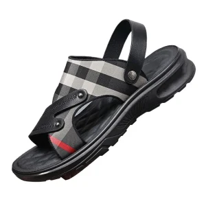 Men’s Summer Beach Shoes Soft Bottom Breathable Sandals Massage Feature Button Casual Design for Middle-Aged Dad