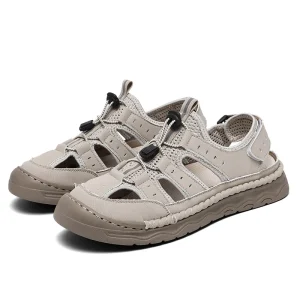 Men’s Summer Breathable Comfortable Slip On Flat Sandals Soft Leisure Driving Shoes