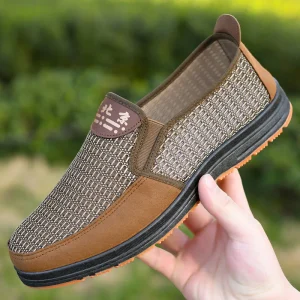 Men’s Summer Breathable Mesh Fabric Shoes Cotton Lining Soft Sole Slip On Casual Dad Shoes Factory Direct Supply