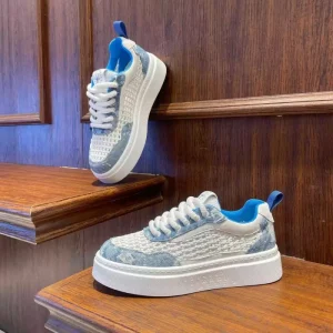 Men’s Summer Breathable Mesh Running Shoes Comfortable Thick Soled Slip Resistant Casual Trendy Lace Up Closure