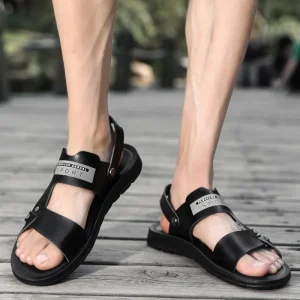 Men’s Summer Breathable Solid Open Toe Casual Beach Sandals Slippers One Shoe Two Ways