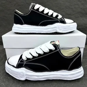 Men’s Summer Casual Maison MIHARA YASUHIRO Shoes Black Low Canvas Men’s Mmy Design