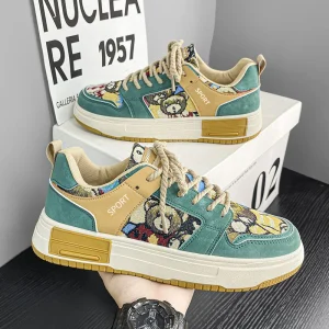 Men’s Summer Casual Shoes Breathable Mesh Lining Thick Sole Anti-Slip Trendy Sports Design for Students Athletes Autumn
