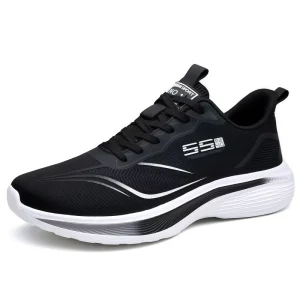 Men’s Summer Chunky Sneakers Breathable Mesh Upper Cushioning Zipper Closure Print Pattern Casual Walking Shoes