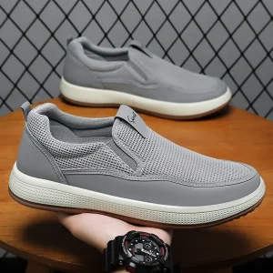 Men’s Summer Fashion Trend Casual Shoes Slip-On Dad Style Comfortable Soft Sole Breathable Mesh Lightweight Solid Color