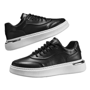 Men’s Summer Fashion Trend PU Casual Shoes Breathable Thick Sole Lightweight Arch Support Waterproof Anti Slip Height Increasing