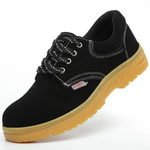 Men’s Summer Industrial Work Safety Shoes Anti Scald Anti Striking Anti Piercing Steel Toe Beef Sole Safety Shoe