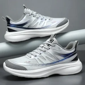 Men’s Summer Lace-up Breathable Durable Mesh Upper Non-Odor Sports Casual Couple Jogging Patchwork Lightweight Running Shoes