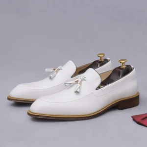 Men’s Summer Light Colored Classic British Business Style Genuine Leather Casual Plus Size Loafers