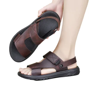 Men’s Summer Outdoor Fisherman Sandals PVC Upper Non Slip Hard Wearing Adjustable Heel Strap Slip On Shoes