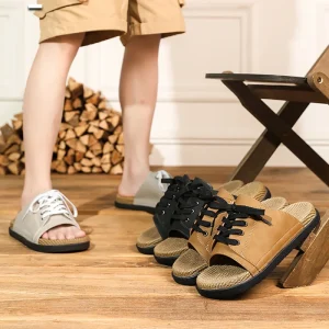 Men’s Summer Outdoor Slippers Synthetic Upper EVA Outsole Non Slip Soft Bottom Slip On Solid Pattern Beach Casual Sandals