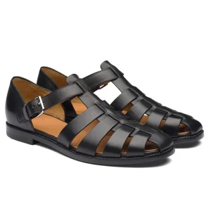 Men’s Summer Sandals Breathable Leather Flat Shoes Casual Walking Style Outdoor Shoes