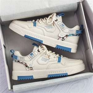 Men’s Summer Shoes Breathable Waterproof Lightweight Korean-Style Trendy Versatile White Sneakers Thick-Soled Sporty Casual