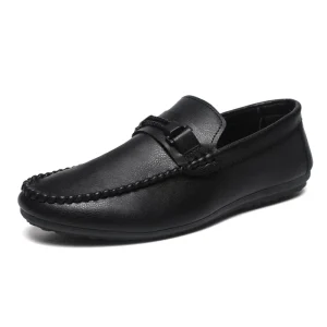 Men’s Summer Slip-On Casual Loafers Microfiber Brown/Black Leather with Soft Breathable Sole Lighted Anti-Slip Men Shoes