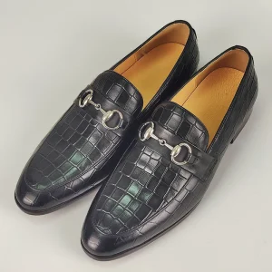 Men’s Summer Sporty Casual Leather Shoes Handmade Stone Pattern Slip On Loafers Comfortable Soft Height Increasing