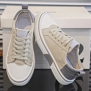 Men’s Summer Trendy Canvas Running Shoes Soft Breathable Versatile Non-Slip Wear-Resistant Lace-Up Style