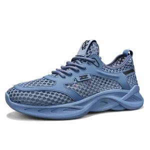 Men’s Summer Trendy Solid Color Sports Shoes with Breathable Mesh PVC Insole Lace Up Design High Style Casual Walking Shoes