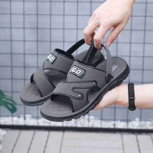 Men’s Thick Sole Outdoor Slippers Summer Beach Shoes Durable Non-Slip Flat Heel Sandals Slippers for Men