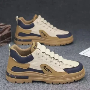 Men’s Thick Soled Workwear Casual Sports Shoes Fashionable Versatile Trendy Mid Top Outdoor Hiking Shoes
