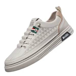 Men’s Thin and Breathable Casual Leather Shoes, Slip-on Style, Soft Sole, White Color