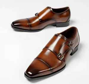 Men’s Three Point Genuine Leather Shoes British Style Office Career Gentleman Shoes Rubber Midsole Breathable Dress