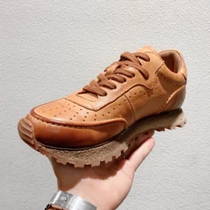 Men’s Top Grade Cow Leather Walking Shoe for Outdoor Activities Breathable Flat Casual Skate Shoe