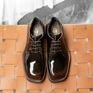 Men’s Trendy British Style Derby Shoes Casual Business Formal Genuine Leather Insole Soft Dress Shoes for Spring and Weddings